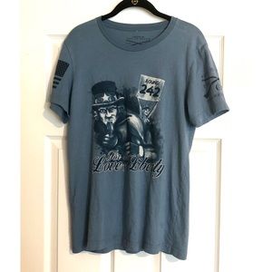 Grunt Style Gray Blue Patriotic Graphic T-shirt